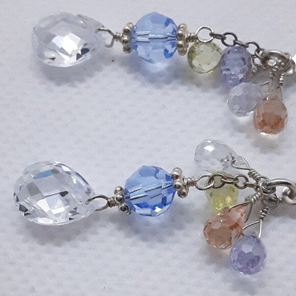 Sterling silver multi-colored drop earrings designed by Nina Nguyen - Picture 3 of 11